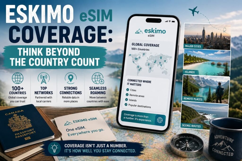 Eskimo eSIM coverage across major cities, islands, remote areas, and international travel destinations