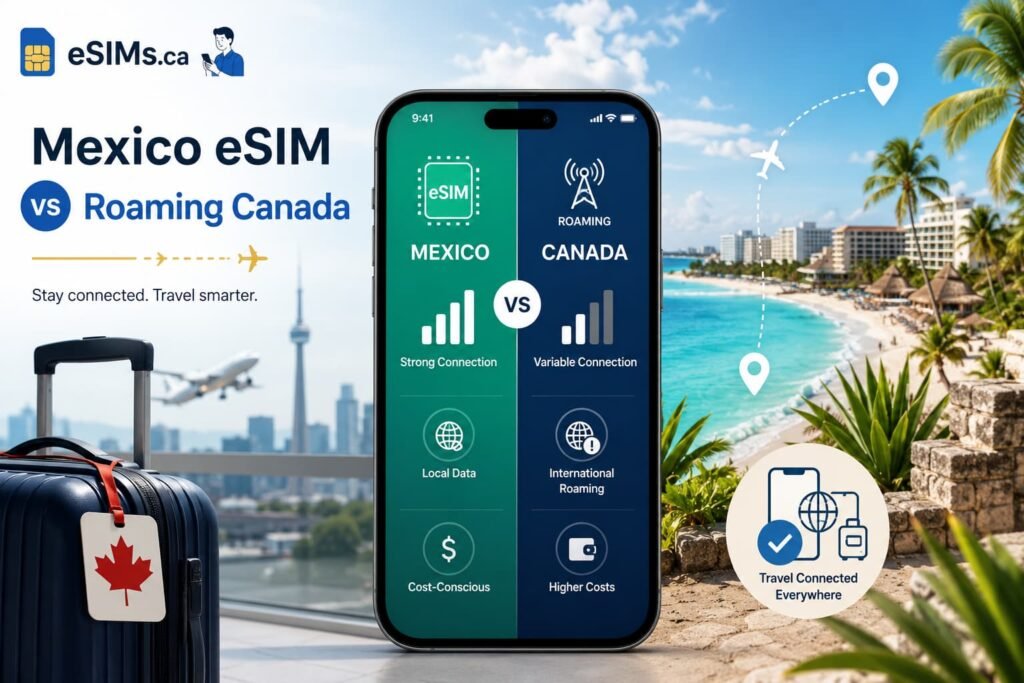 Mexico eSIM vs Roaming Canada: Which Is Better for Canadian Travellers?