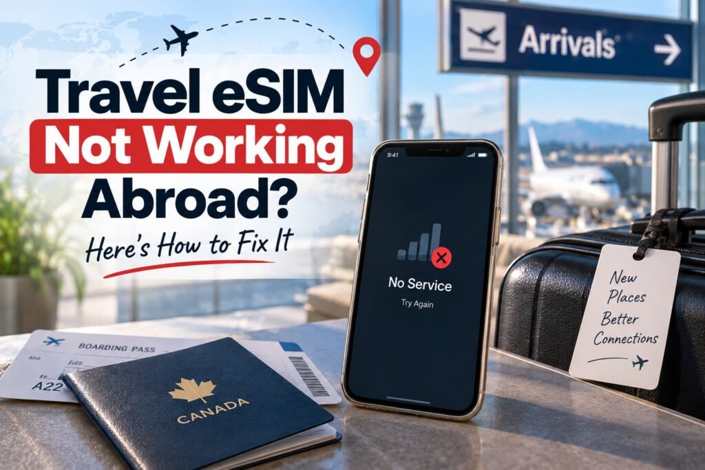 Phone showing No Service after landing abroad while using a travel eSIM